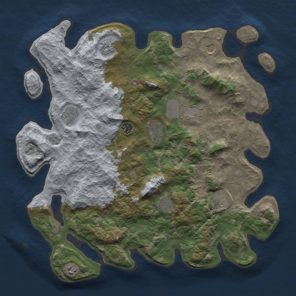 Rust Map: Barren, Size: 4200, Seed: 14937, 13 Monuments