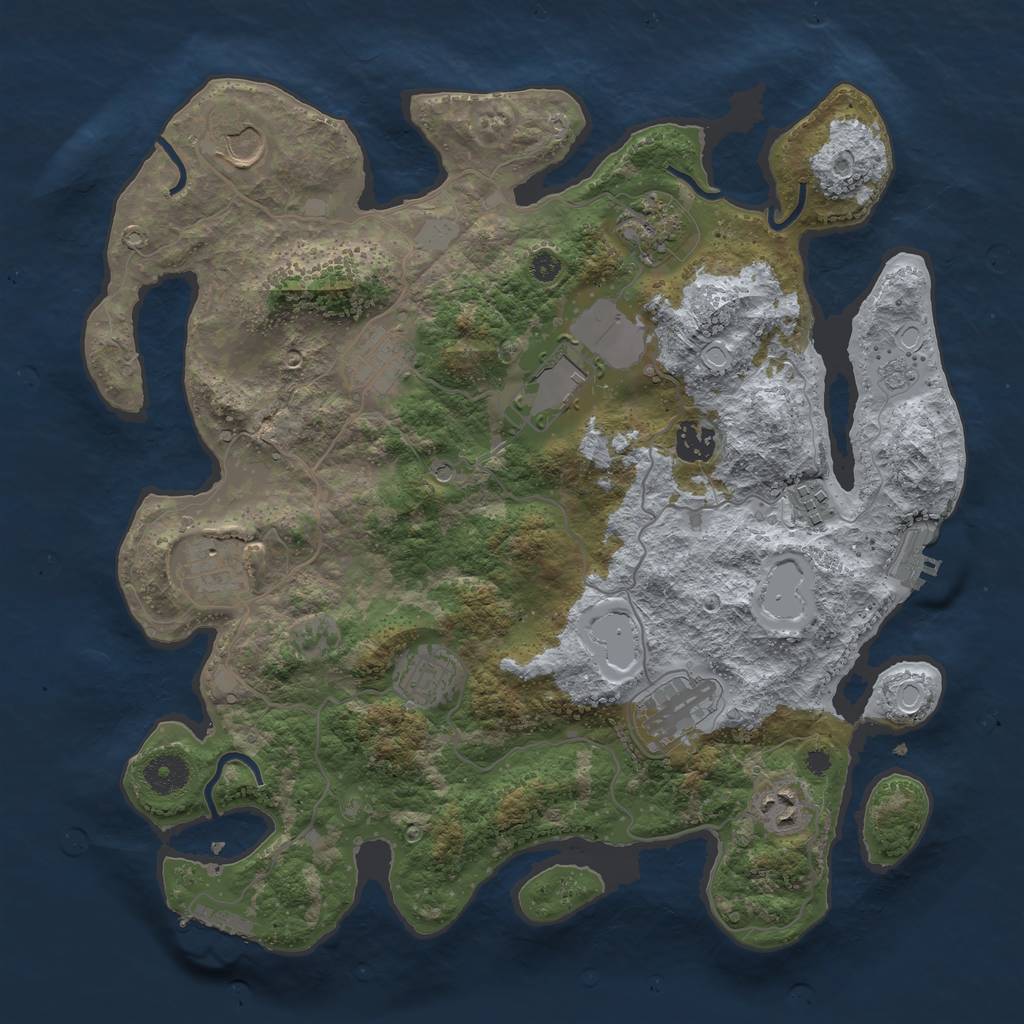 Rust Map: Procedural Map, Size: 3700, Seed: 1378517415, 17 Monuments