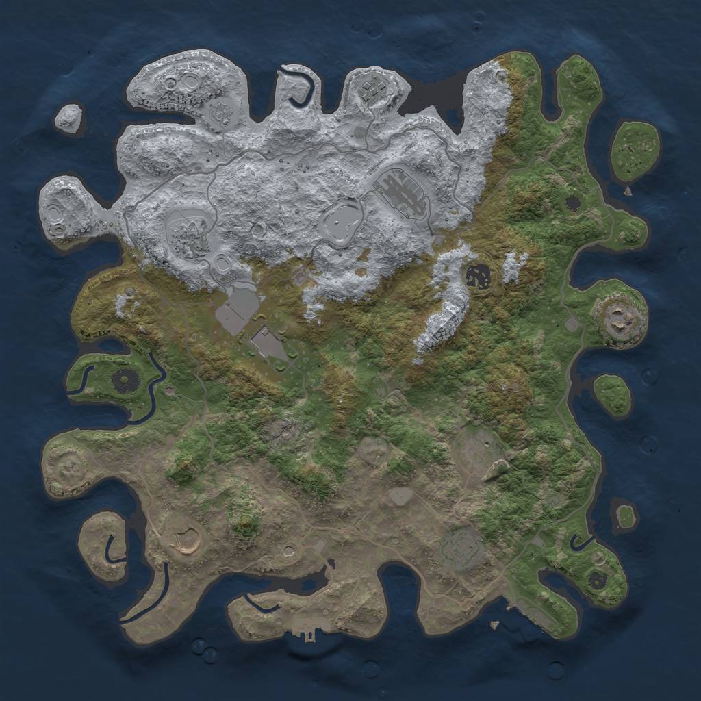 Rust Map: Procedural Map, Size: 4000, Seed: 712163581, 16 Monuments
