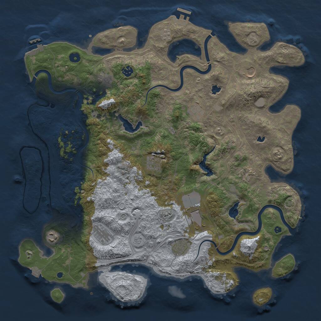 Rust Map: Procedural Map, Size: 4500, Seed: 1576403935, 17 Monuments