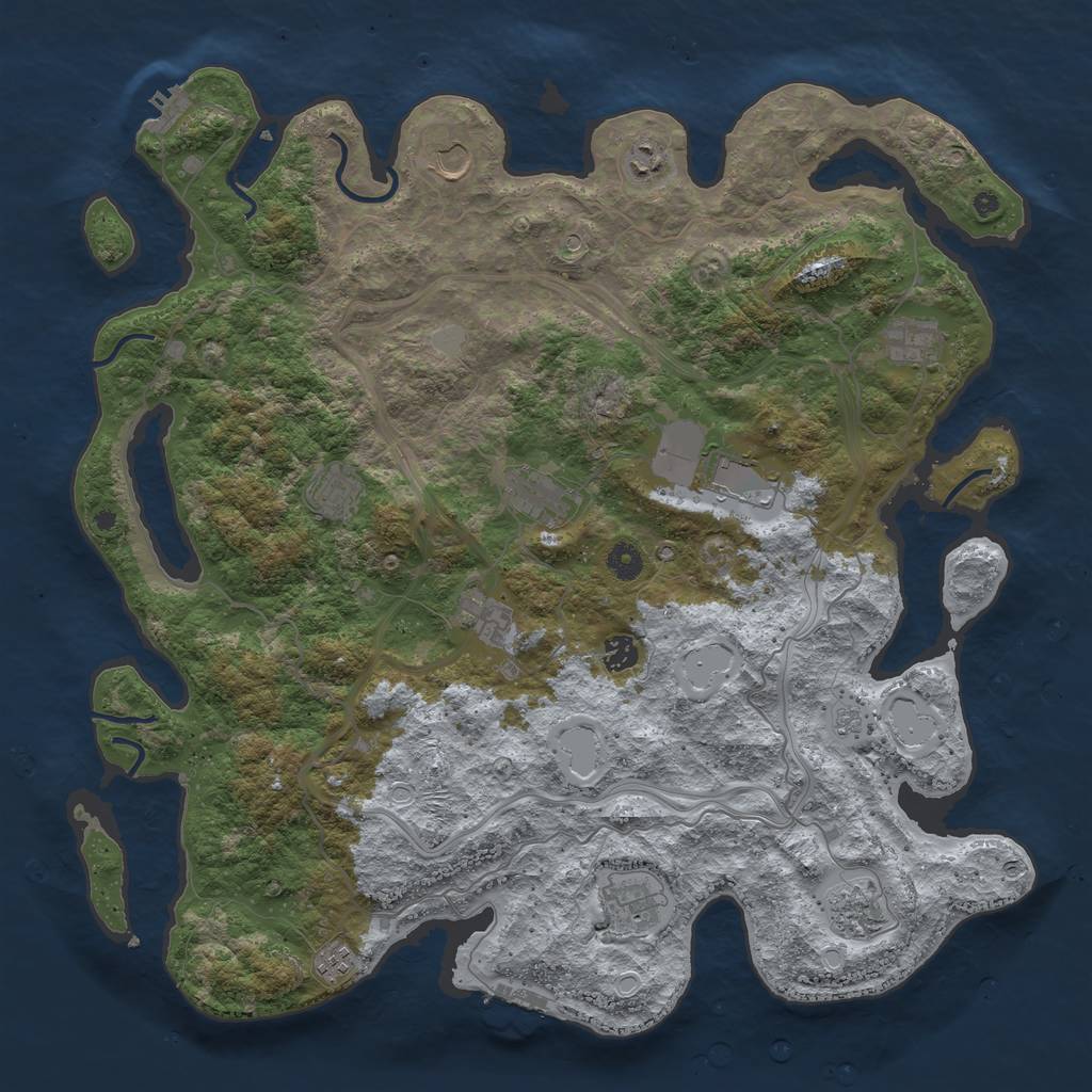 Rust Map: Procedural Map, Size: 4500, Seed: 812733648, 18 Monuments