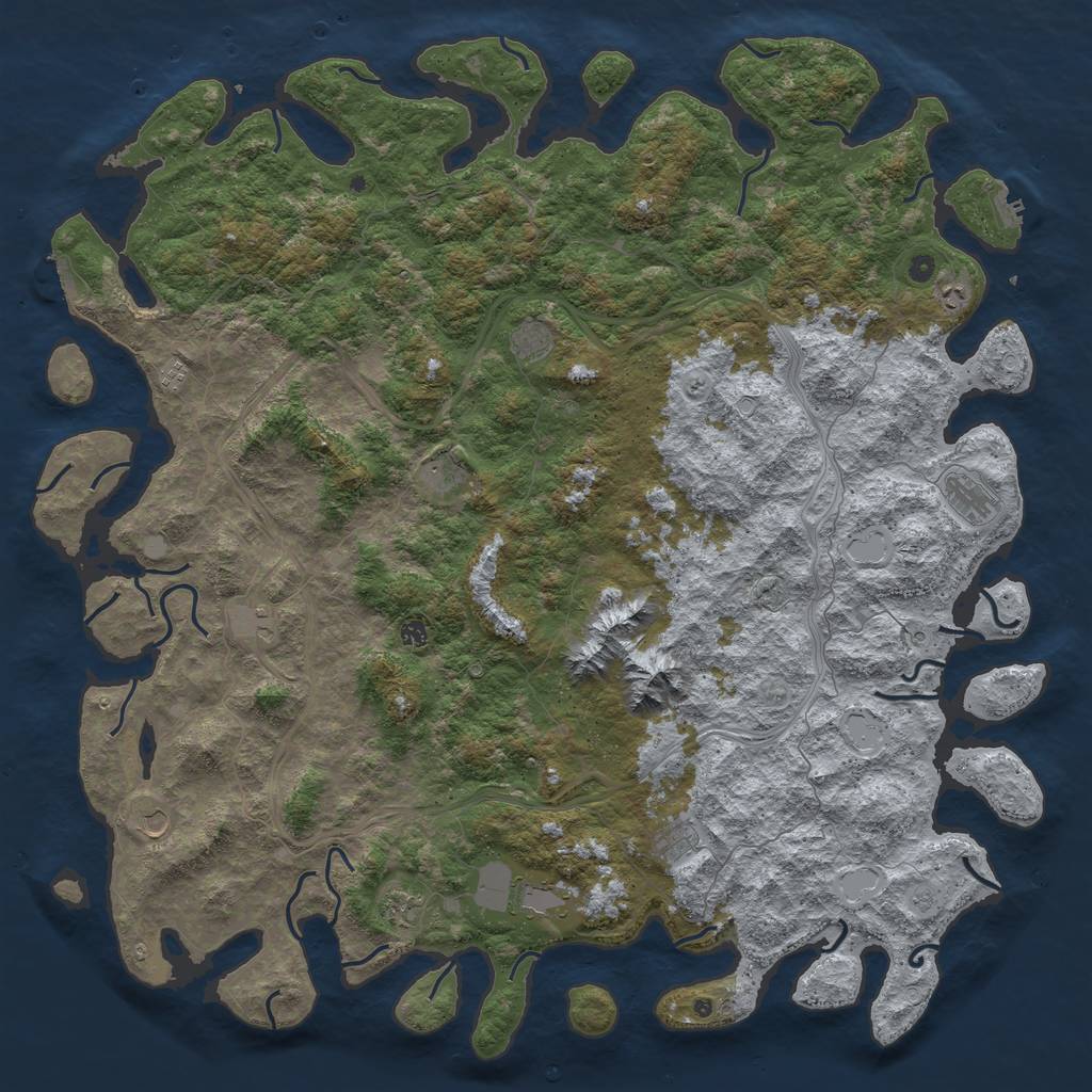 Rust Map: Procedural Map, Size: 6000, Seed: 34574, 18 Monuments