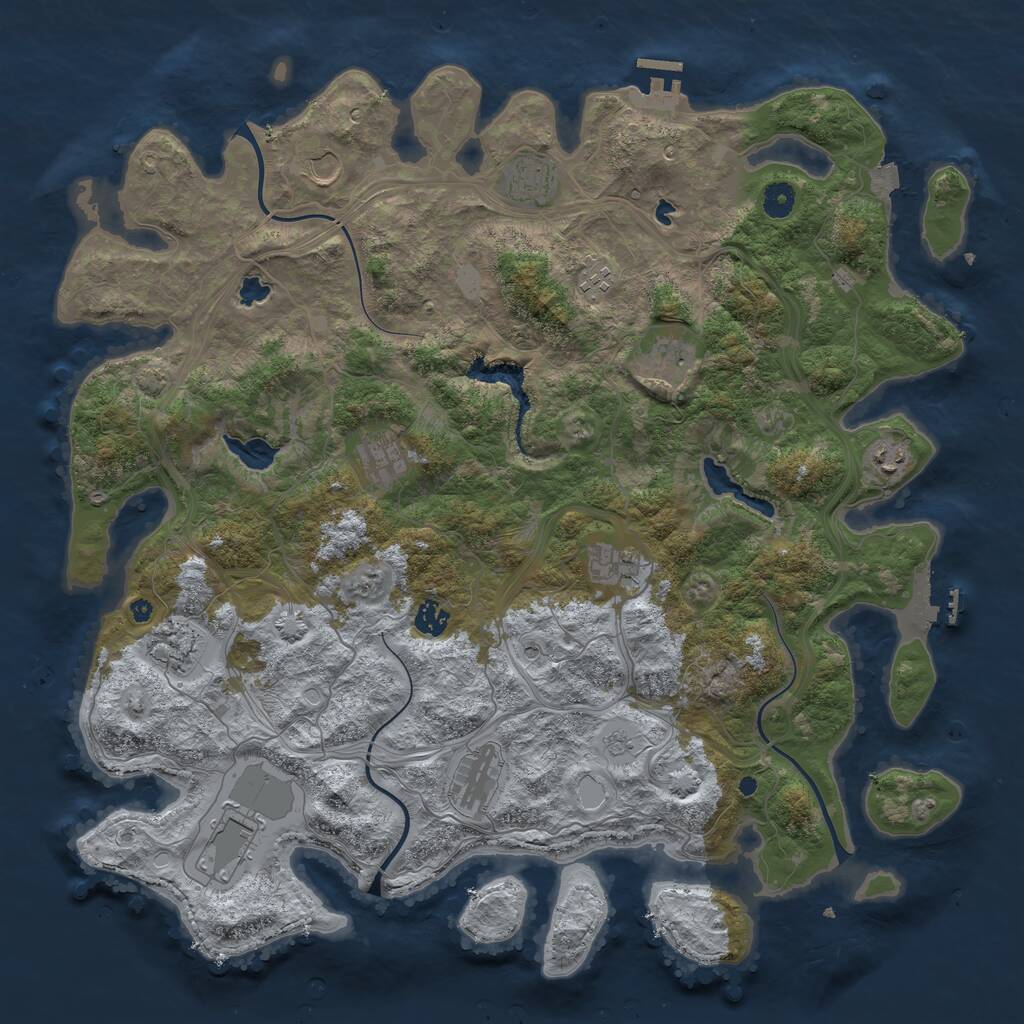 Rust Map: Procedural Map, Size: 4500, Seed: 8523, 17 Monuments