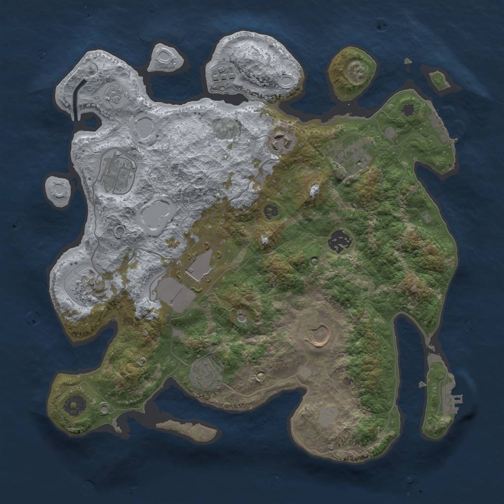 Rust Map: Procedural Map, Size: 3500, Seed: 46492240, 16 Monuments