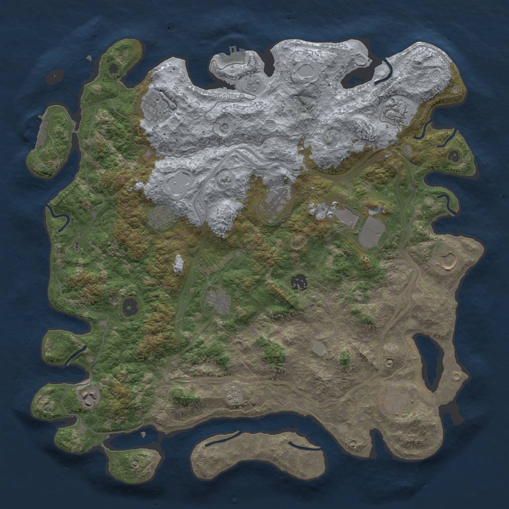 Rust Map: Procedural Map, Size: 4500, Seed: 63028696, 18 Monuments