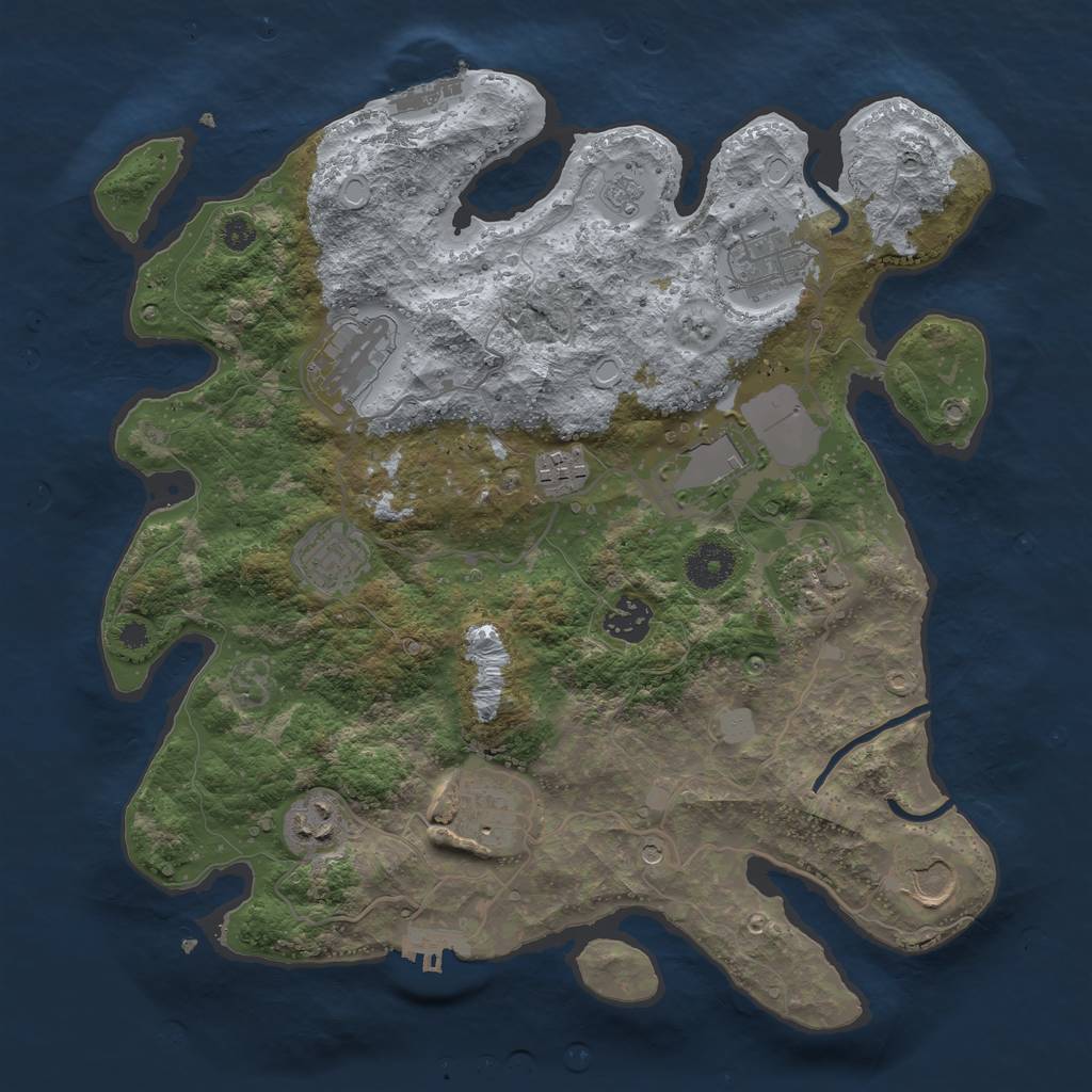 Rust Map: Procedural Map, Size: 3500, Seed: 161081624, 17 Monuments