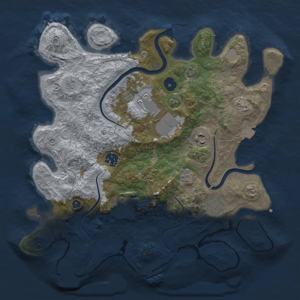 Rust Map: Procedural Map, Size: 3500, Seed: 35407438, 12 Monuments