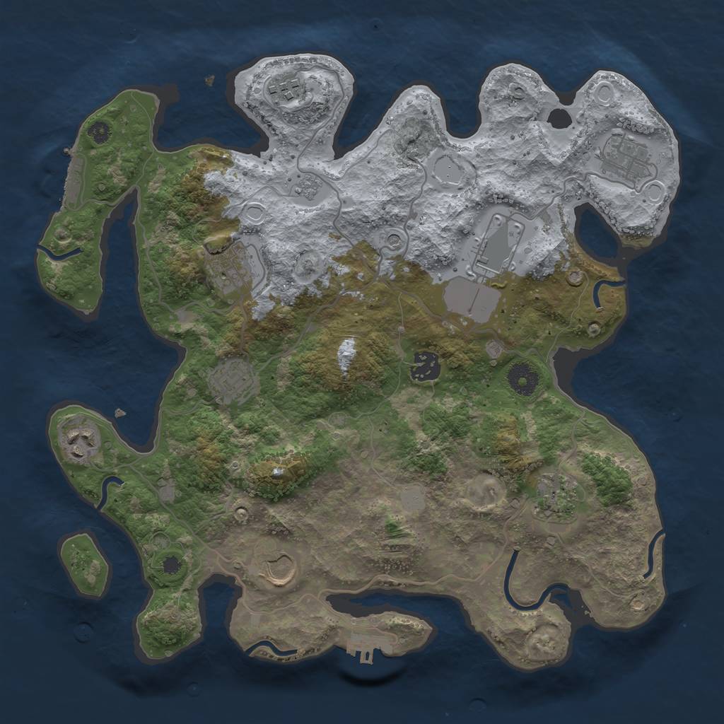 Rust Map: Procedural Map, Size: 3500, Seed: 1678201329, 16 Monuments