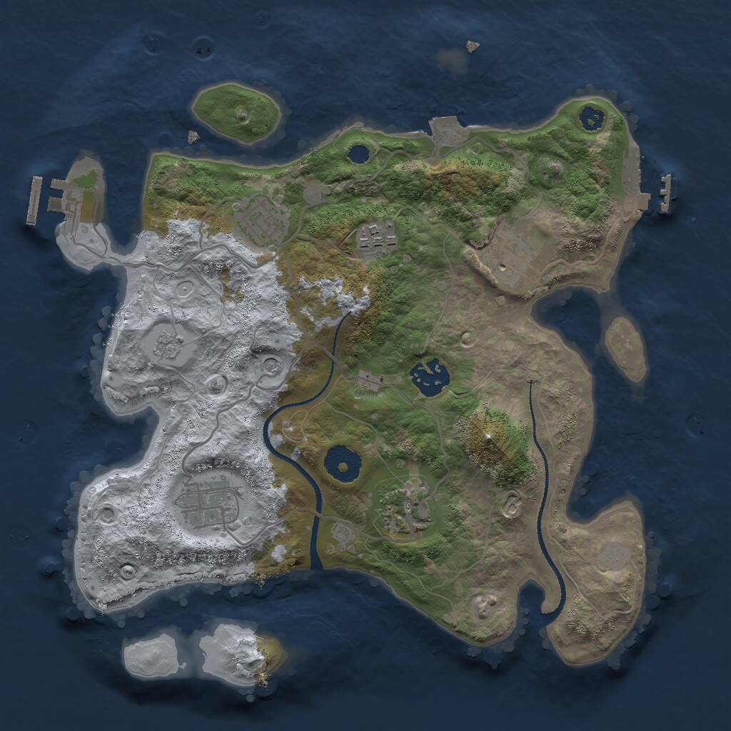 Rust Map: Procedural Map, Size: 3000, Seed: 36447, 11 Monuments