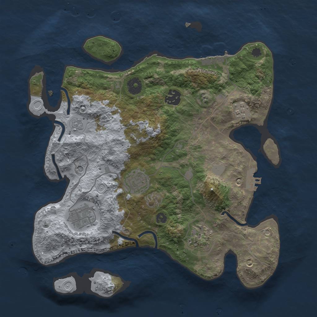 Rust Map: Procedural Map, Size: 3000, Seed: 36447, 12 Monuments