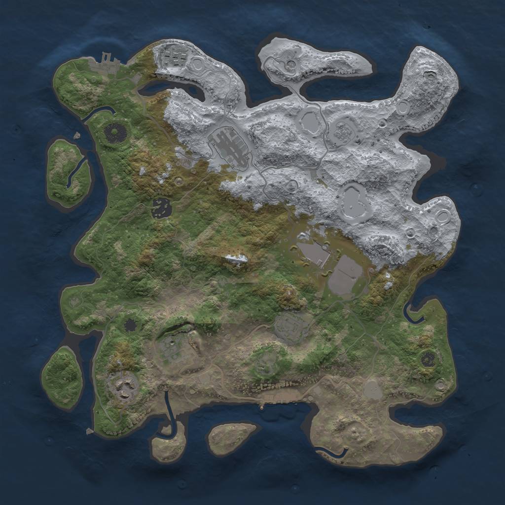 Rust Map: Procedural Map, Size: 3500, Seed: 5324357, 14 Monuments