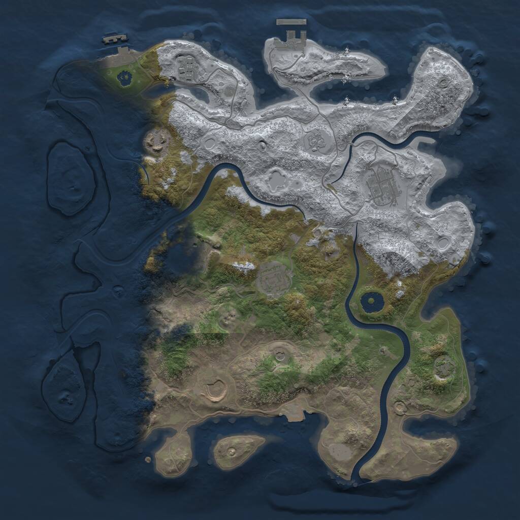 Rust Map: Procedural Map, Size: 3500, Seed: 5324357, 12 Monuments