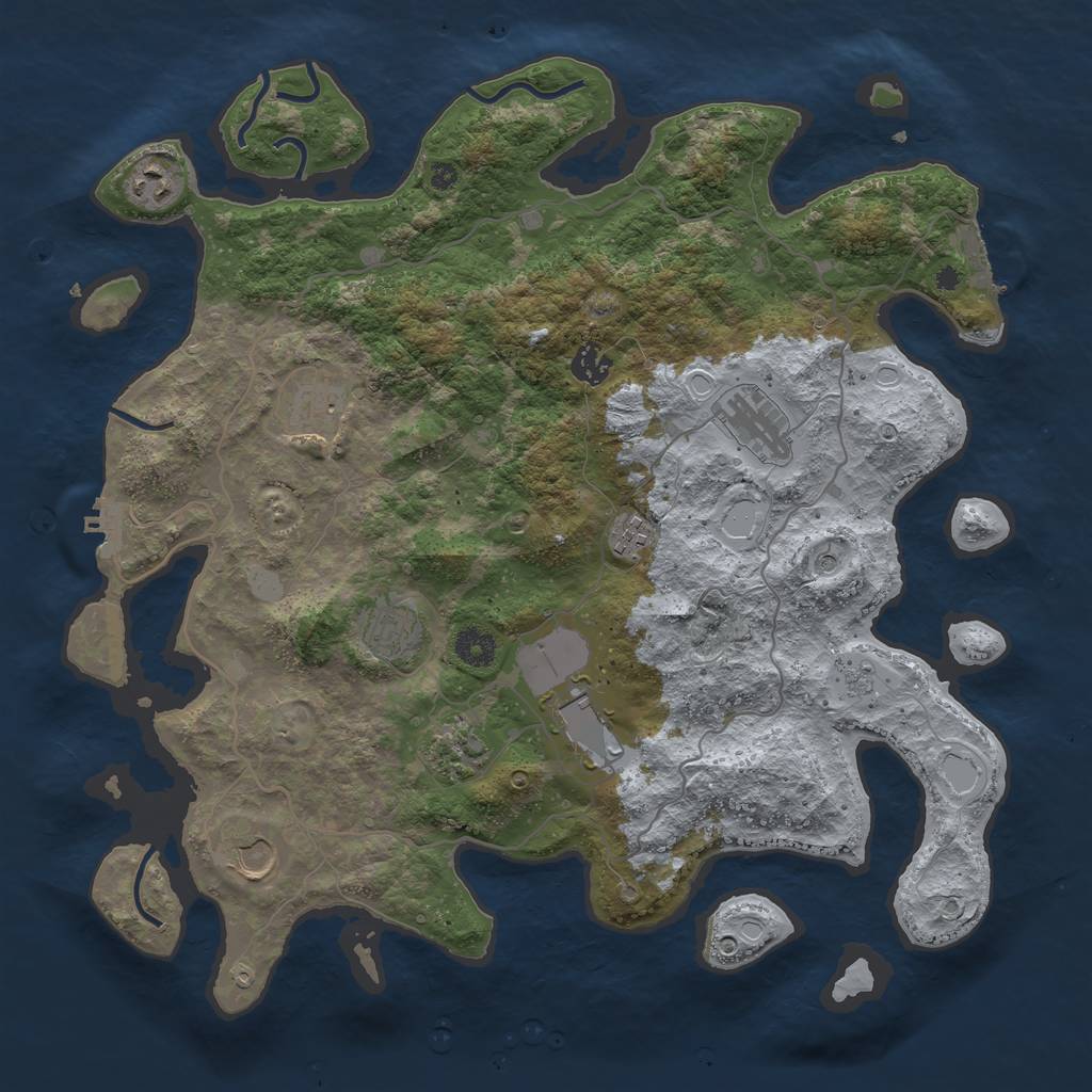 Rust Map: Procedural Map, Size: 4000, Seed: 879052, 16 Monuments
