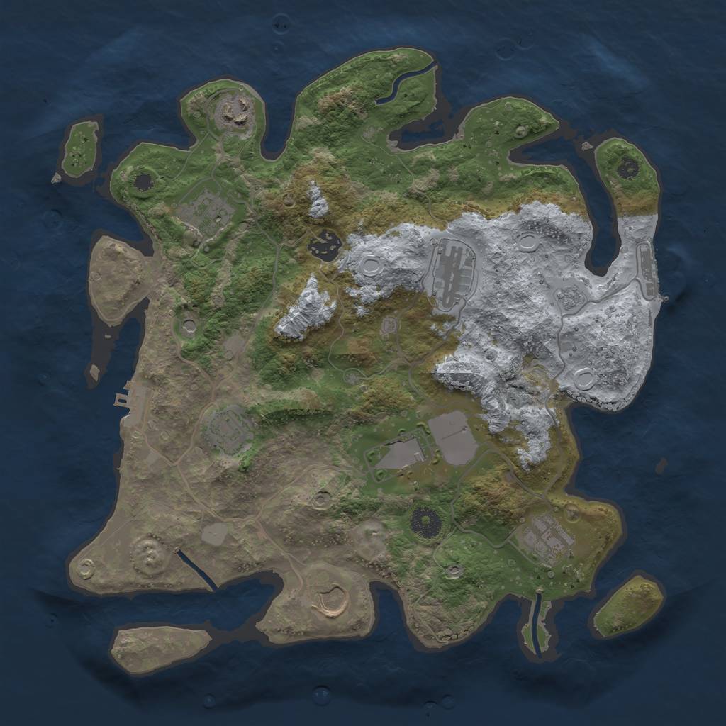 Rust Map: Procedural Map, Size: 3500, Seed: 36696623, 15 Monuments