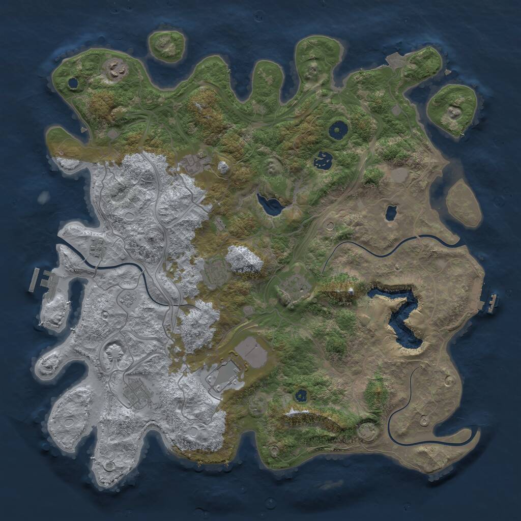 Rust Map: Procedural Map, Size: 4250, Seed: 53689520, 14 Monuments