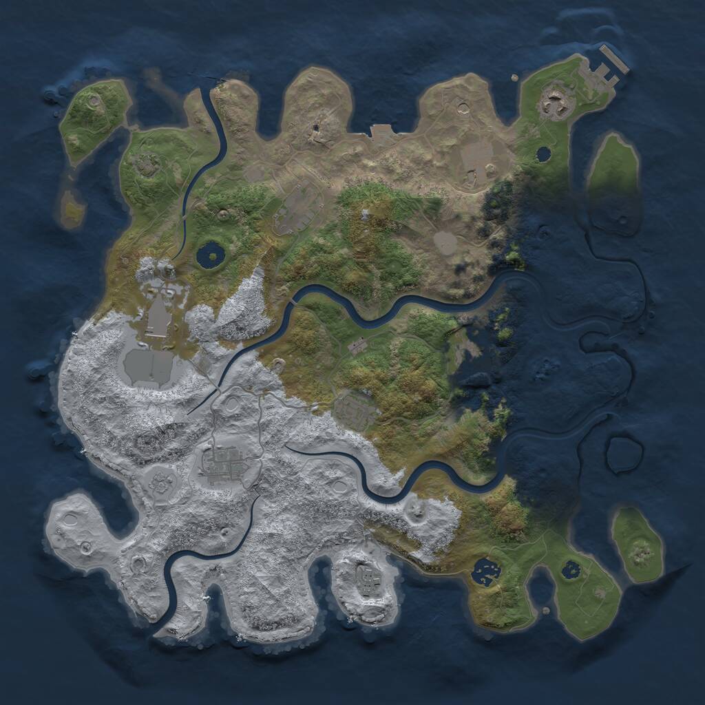 Rust Map: Procedural Map, Size: 3900, Seed: 36908785, 14 Monuments