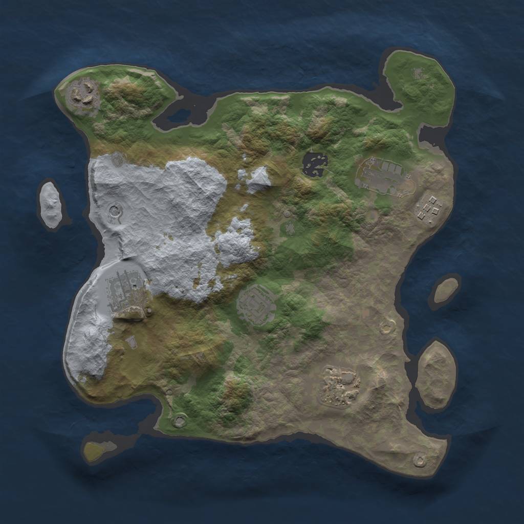 Rust Map: Barren, Size: 3000, Seed: 1786113996, 10 Monuments