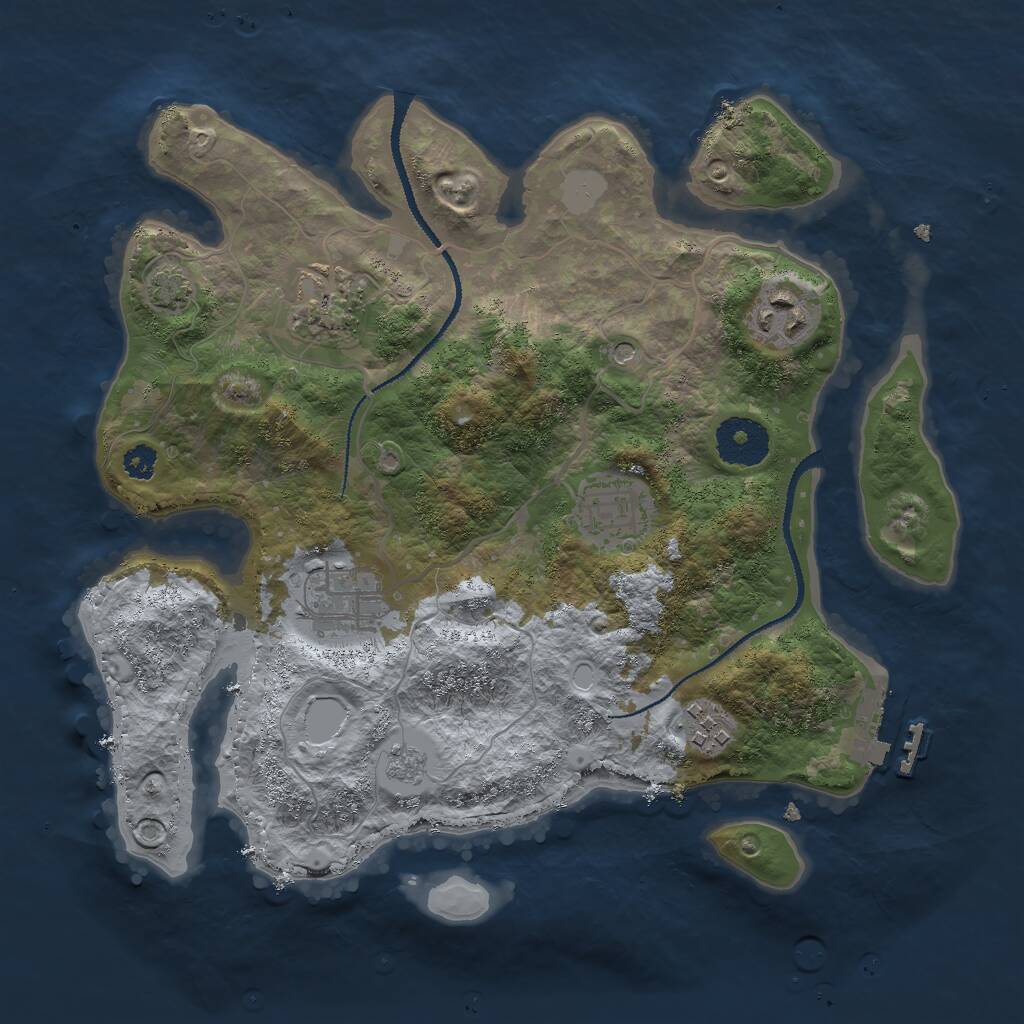 Rust Map: Procedural Map, Size: 3000, Seed: 706220705, 10 Monuments