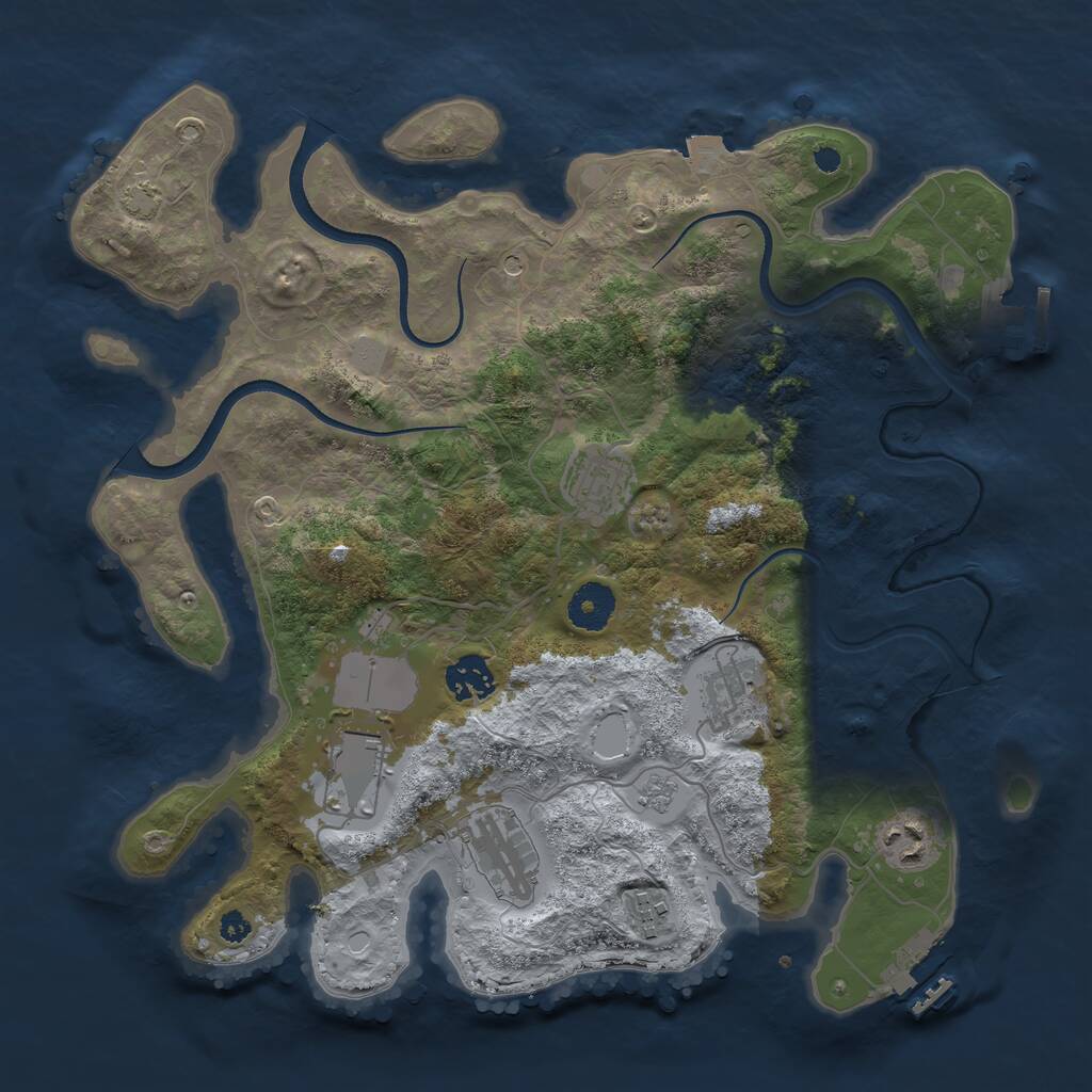 Rust Map: Procedural Map, Size: 3500, Seed: 393717478, 13 Monuments