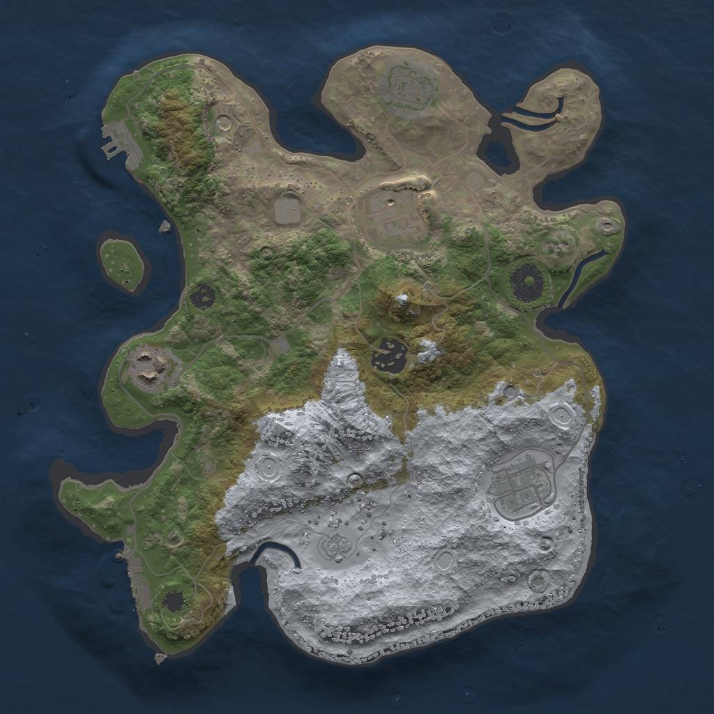 Rust Map: Procedural Map, Size: 3000, Seed: 30352, 12 Monuments