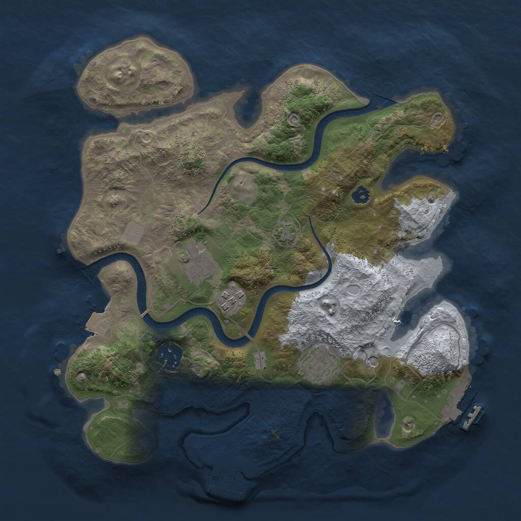 Rust Map: Procedural Map, Size: 3000, Seed: 1639564266, 9 Monuments