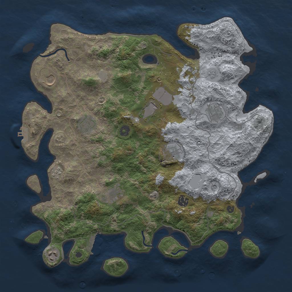 Rust Map: Procedural Map, Size: 4000, Seed: 69263718, 16 Monuments