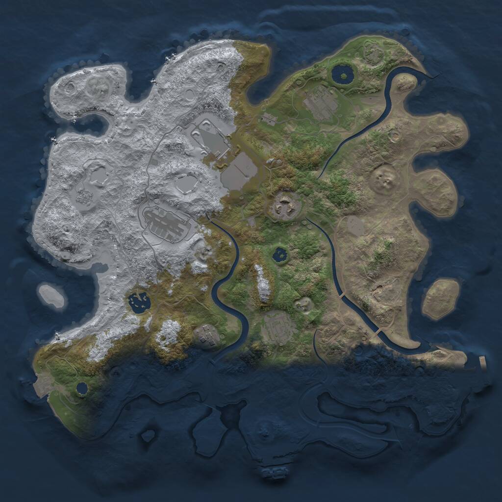 Rust Map: Procedural Map, Size: 3500, Seed: 48013343, 13 Monuments
