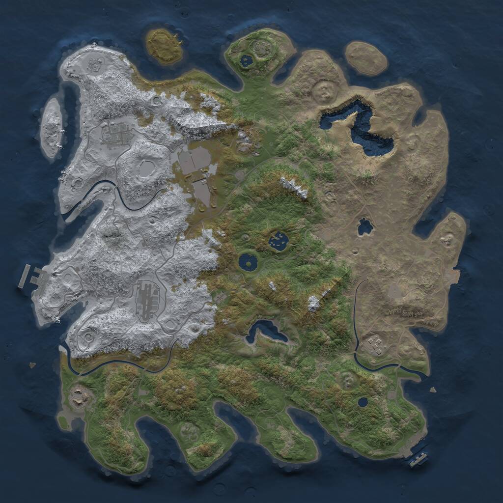 Rust Map: Procedural Map, Size: 4100, Seed: 59443491, 13 Monuments