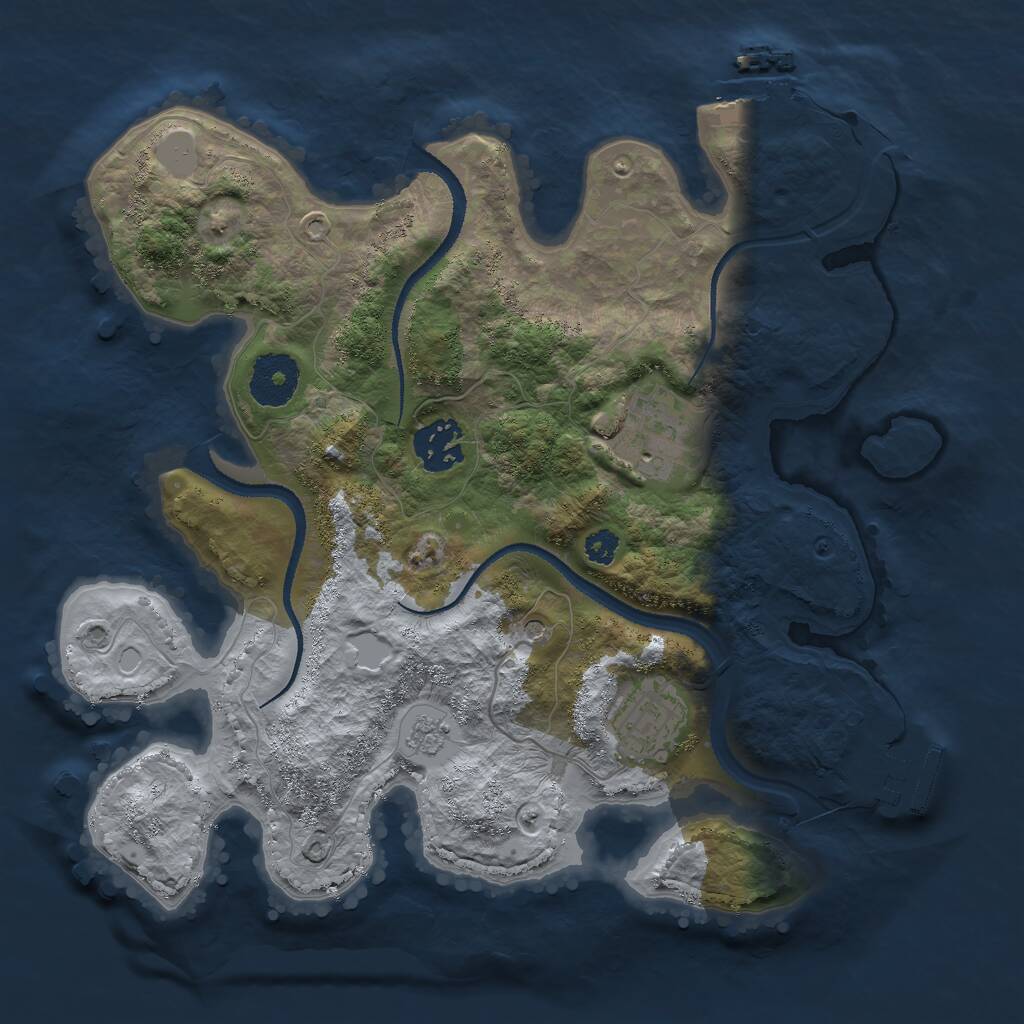 Rust Map: Procedural Map, Size: 3000, Seed: 770696938, 8 Monuments