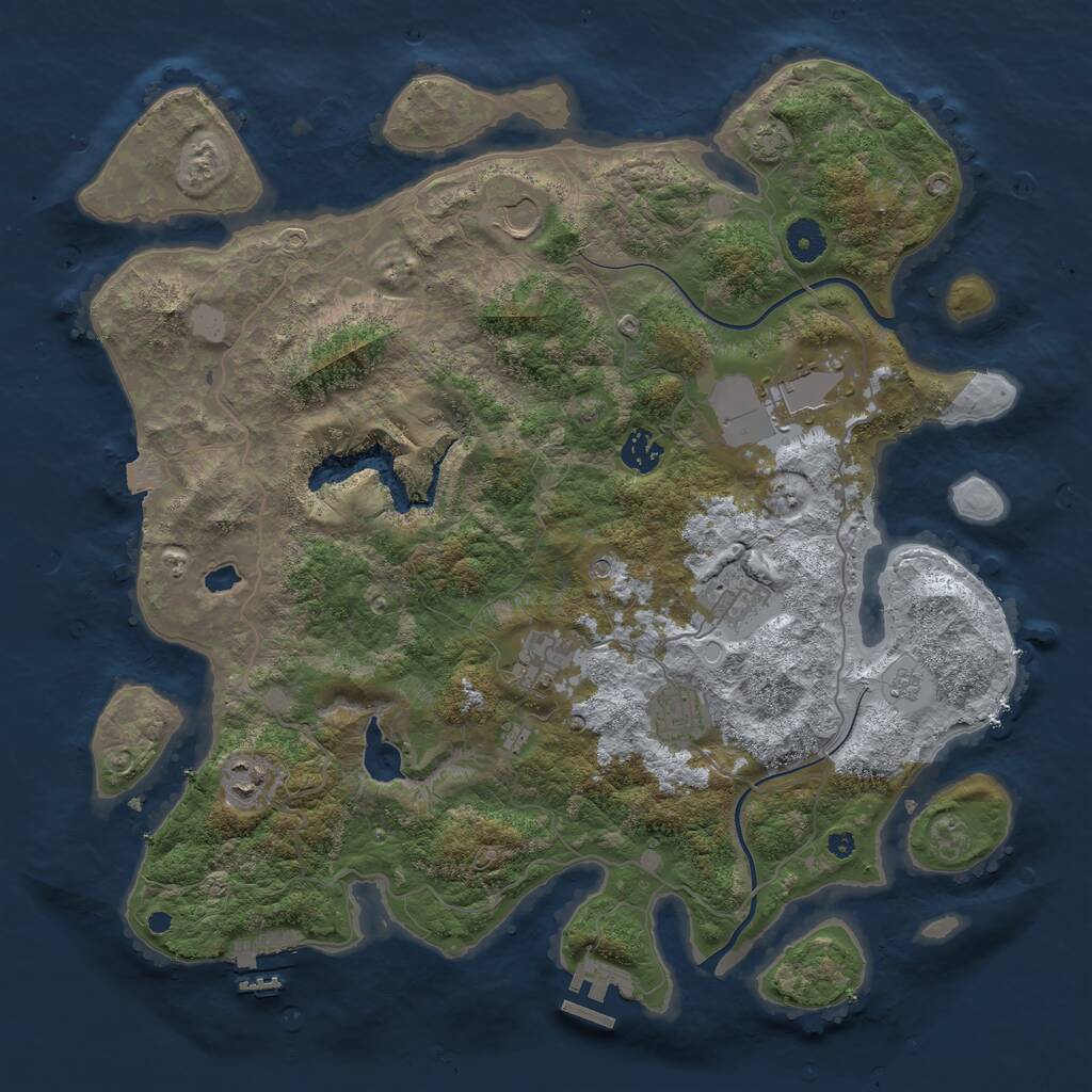 Rust Map: Procedural Map, Size: 4000, Seed: 9527, 13 Monuments