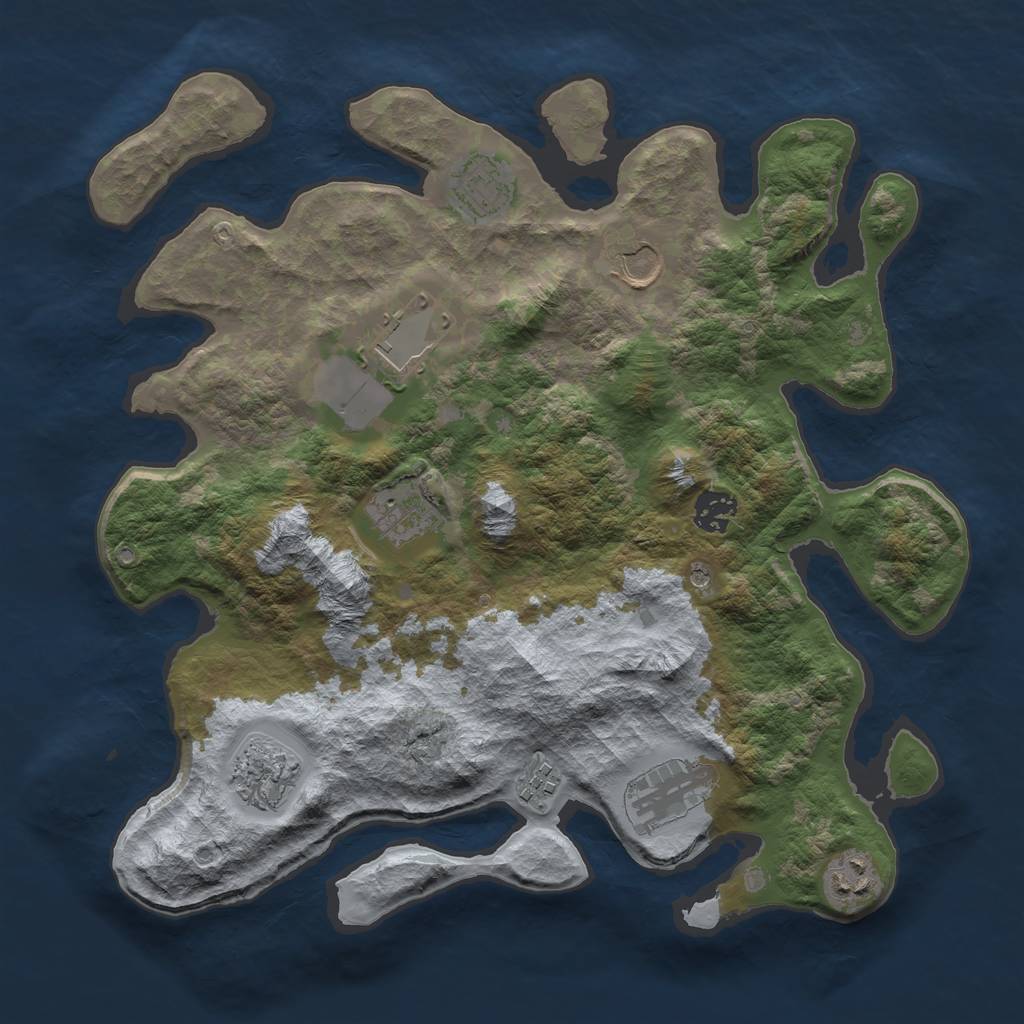 Rust Map: Barren, Size: 3550, Seed: 553332, 12 Monuments