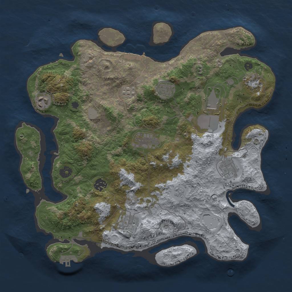 Rust Map: Procedural Map, Size: 3600, Seed: 90881228, 16 Monuments