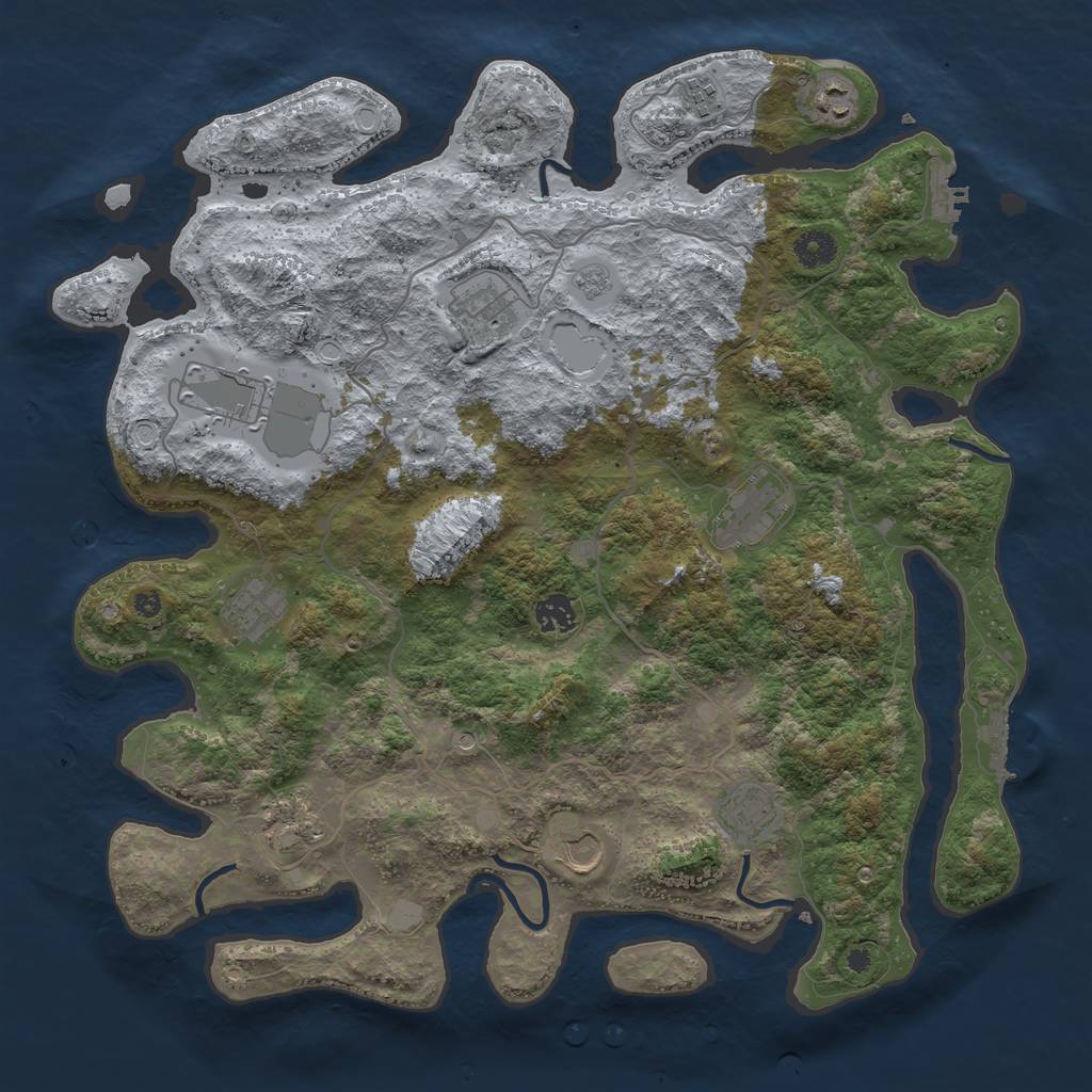 Rust Map: Procedural Map, Size: 4100, Seed: 14468301, 17 Monuments