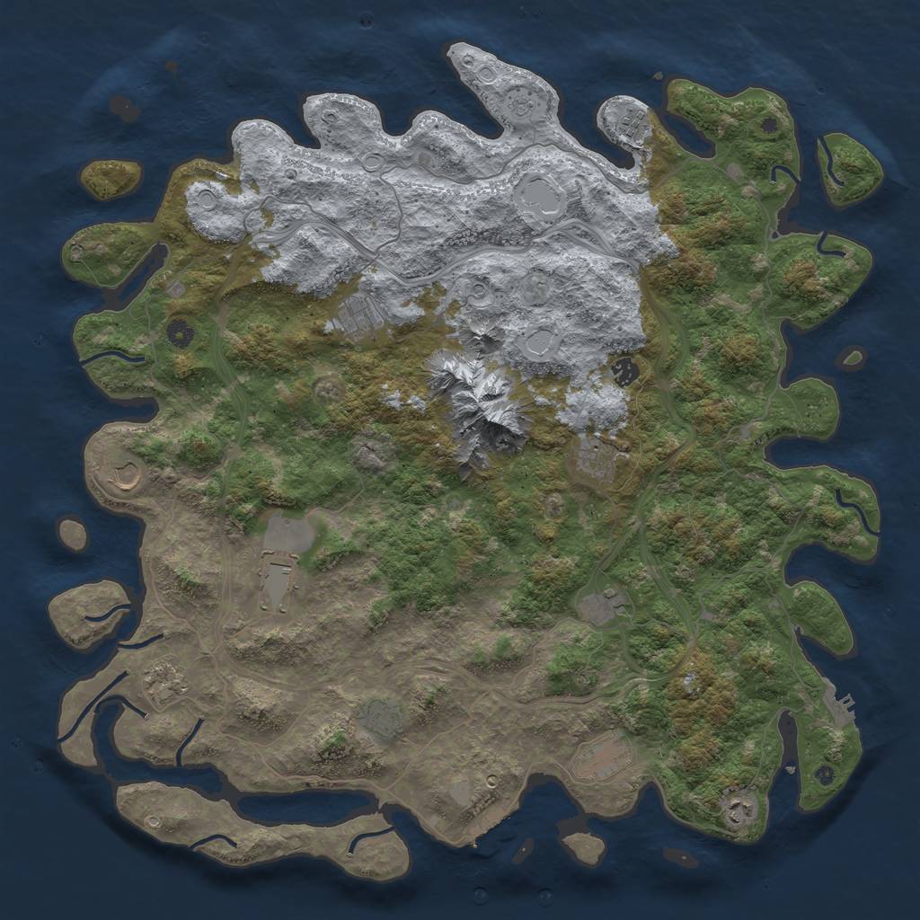 Rust Map: Procedural Map, Size: 5000, Seed: 32186412, 18 Monuments