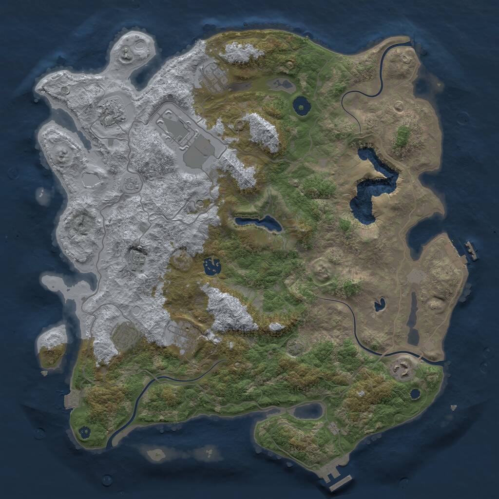 Rust Map: Procedural Map, Size: 4100, Seed: 73399661, 14 Monuments