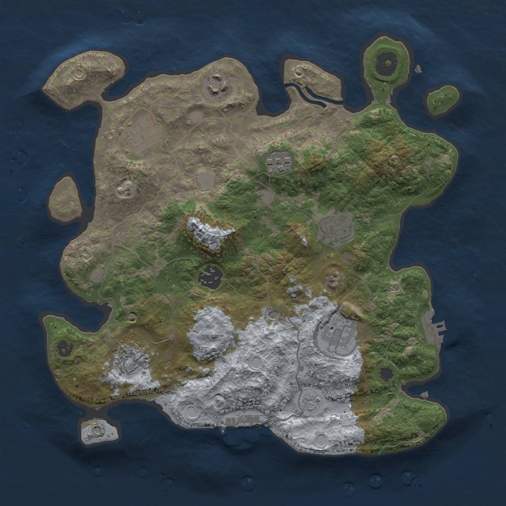 Rust Map: Procedural Map, Size: 3250, Seed: 88715433, 14 Monuments