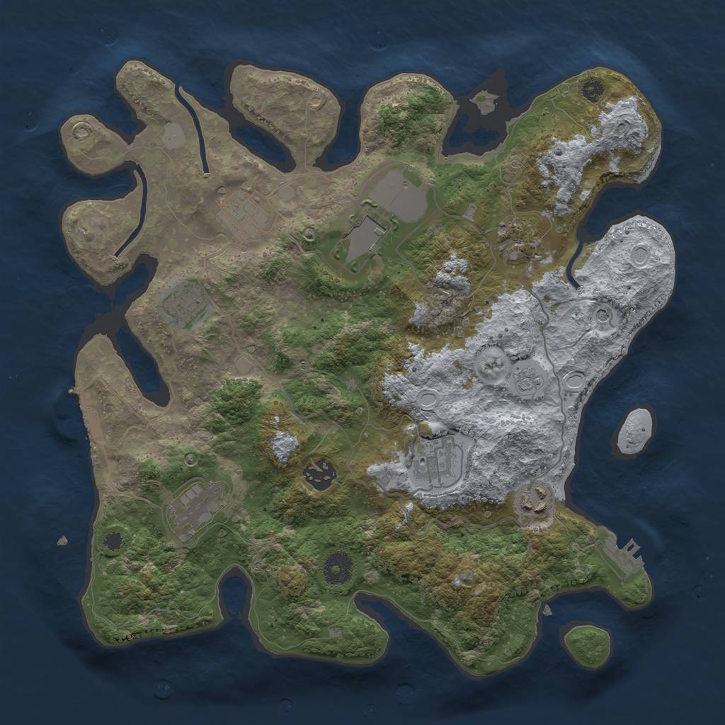 Rust Map: Procedural Map, Size: 3500, Seed: 61936251, 15 Monuments