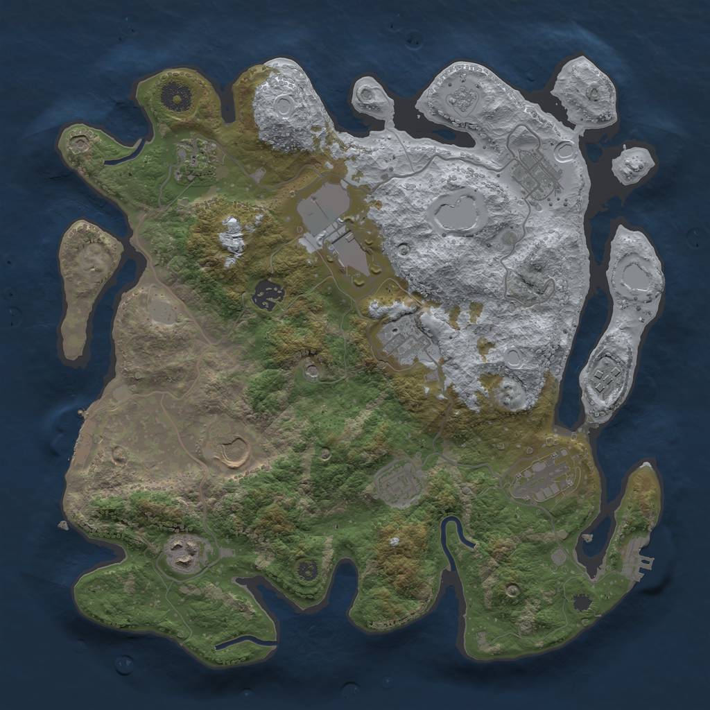 Rust Map: Procedural Map, Size: 3500, Seed: 1844065101, 17 Monuments