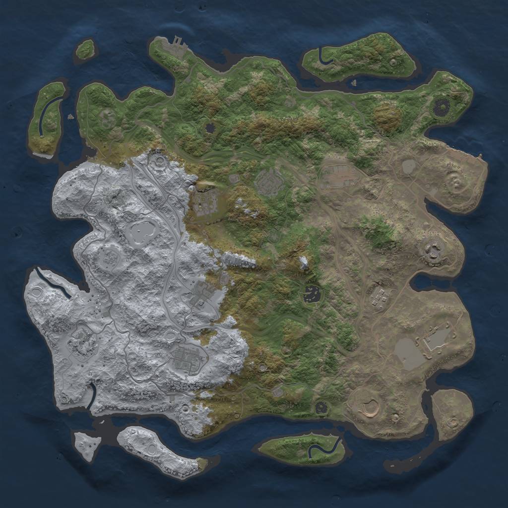 Rust Map: Procedural Map, Size: 4250, Seed: 695360222, 18 Monuments