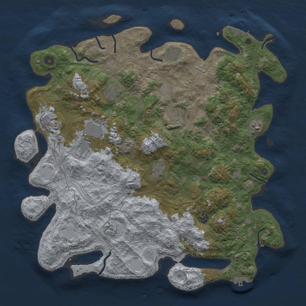 Rust Map: Procedural Map, Size: 4500, Seed: 1879052265, 16 Monuments