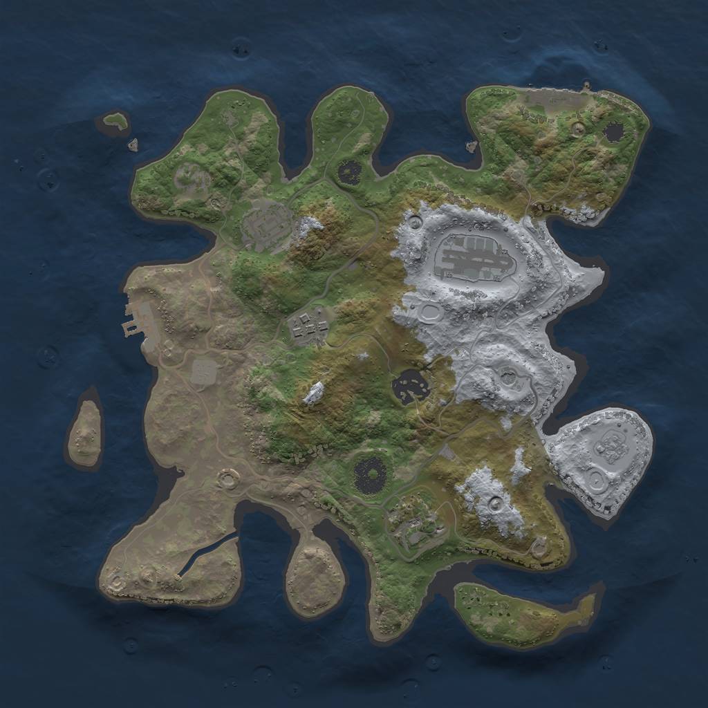 Rust Map: Procedural Map, Size: 3000, Seed: 1390097475, 12 Monuments