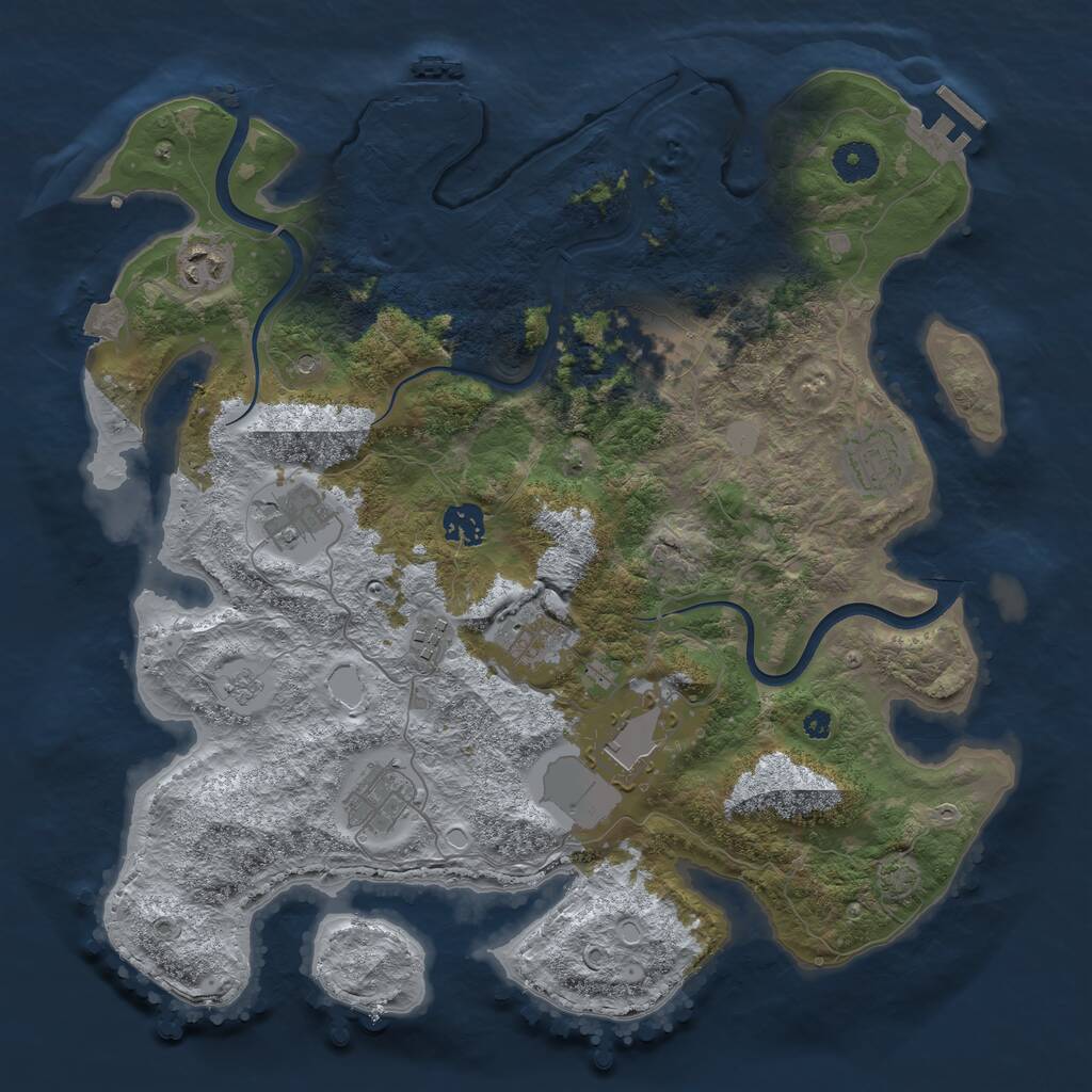 Rust Map: Procedural Map, Size: 3800, Seed: 1656470957, 15 Monuments