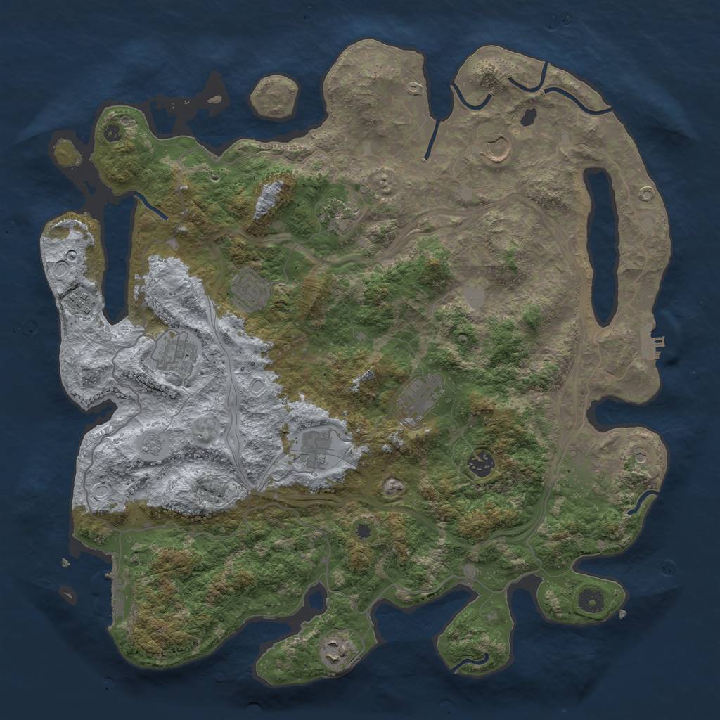 Rust Map: Procedural Map, Size: 4250, Seed: 2136535910, 16 Monuments