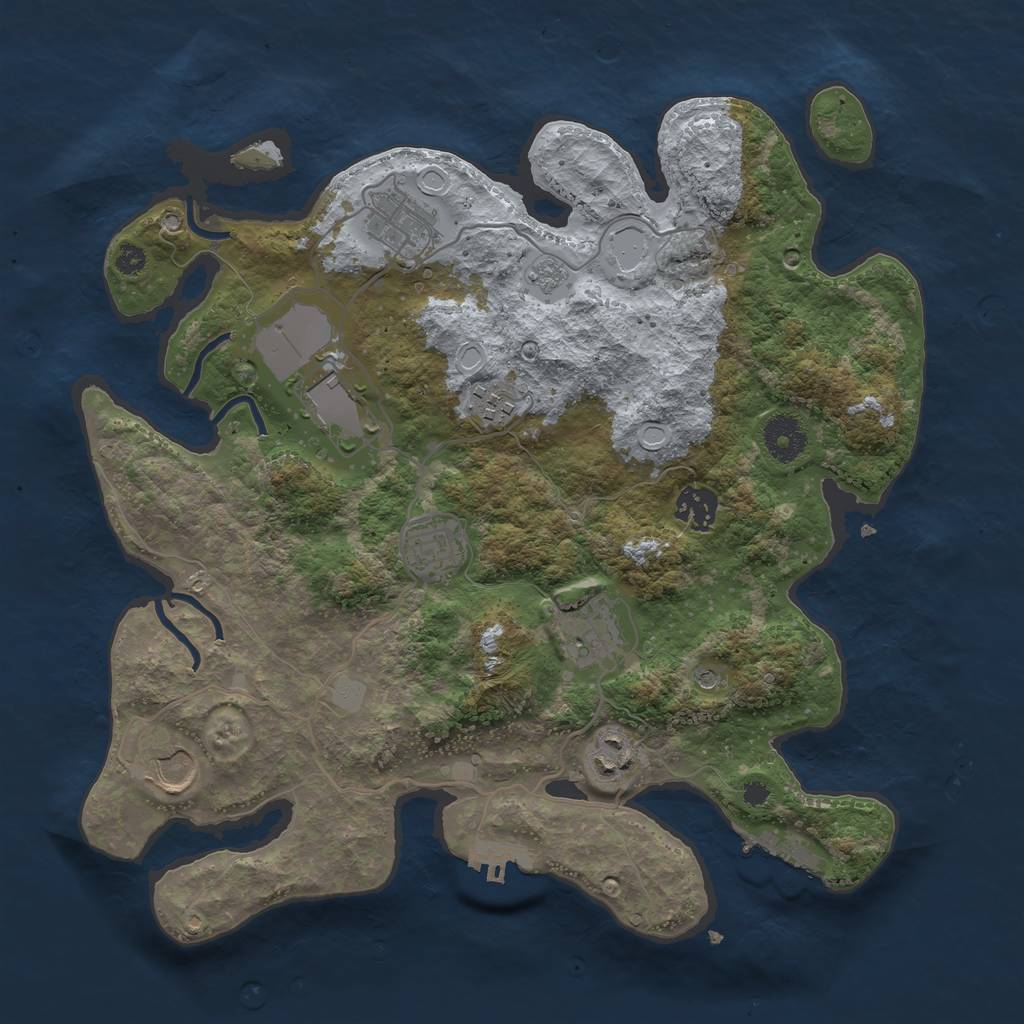 Rust Map: Procedural Map, Size: 3500, Seed: 33416547, 15 Monuments