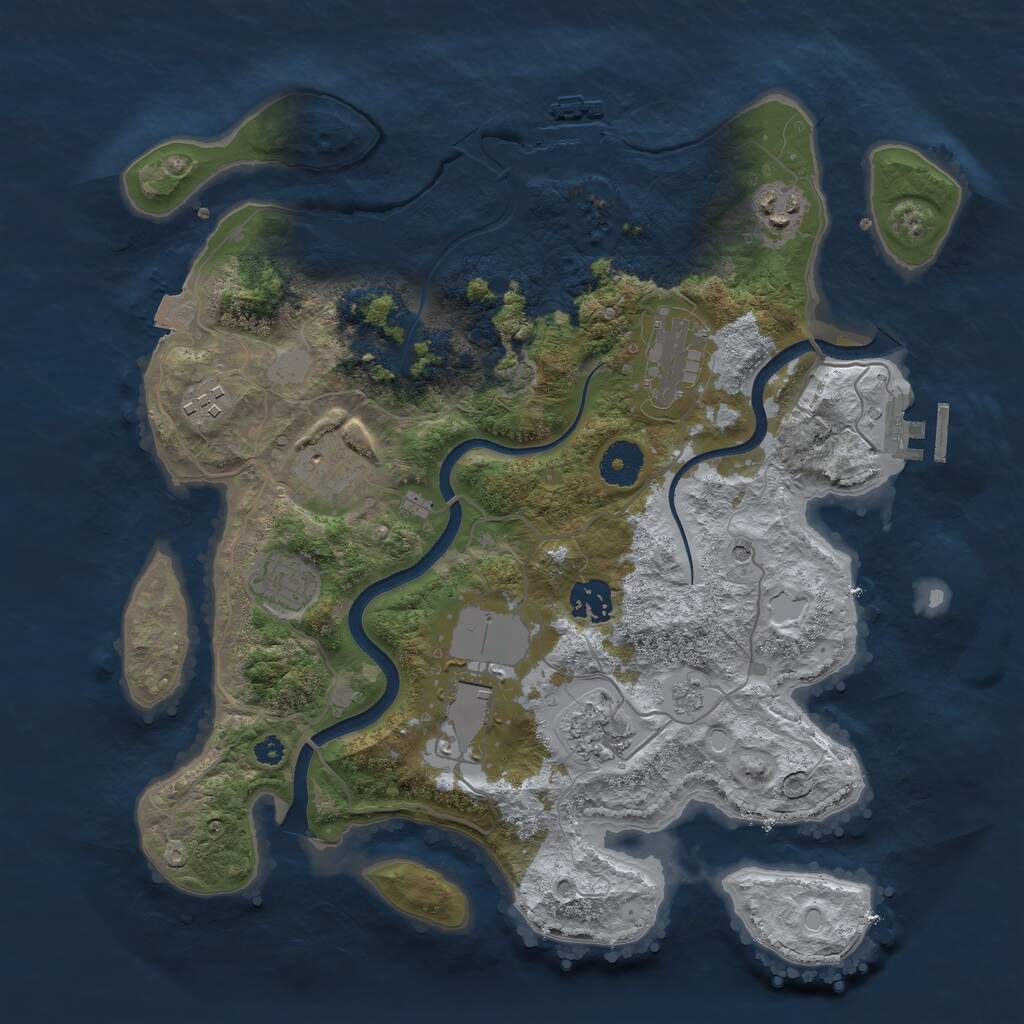 Rust Map: Procedural Map, Size: 3500, Seed: 81046212, 14 Monuments