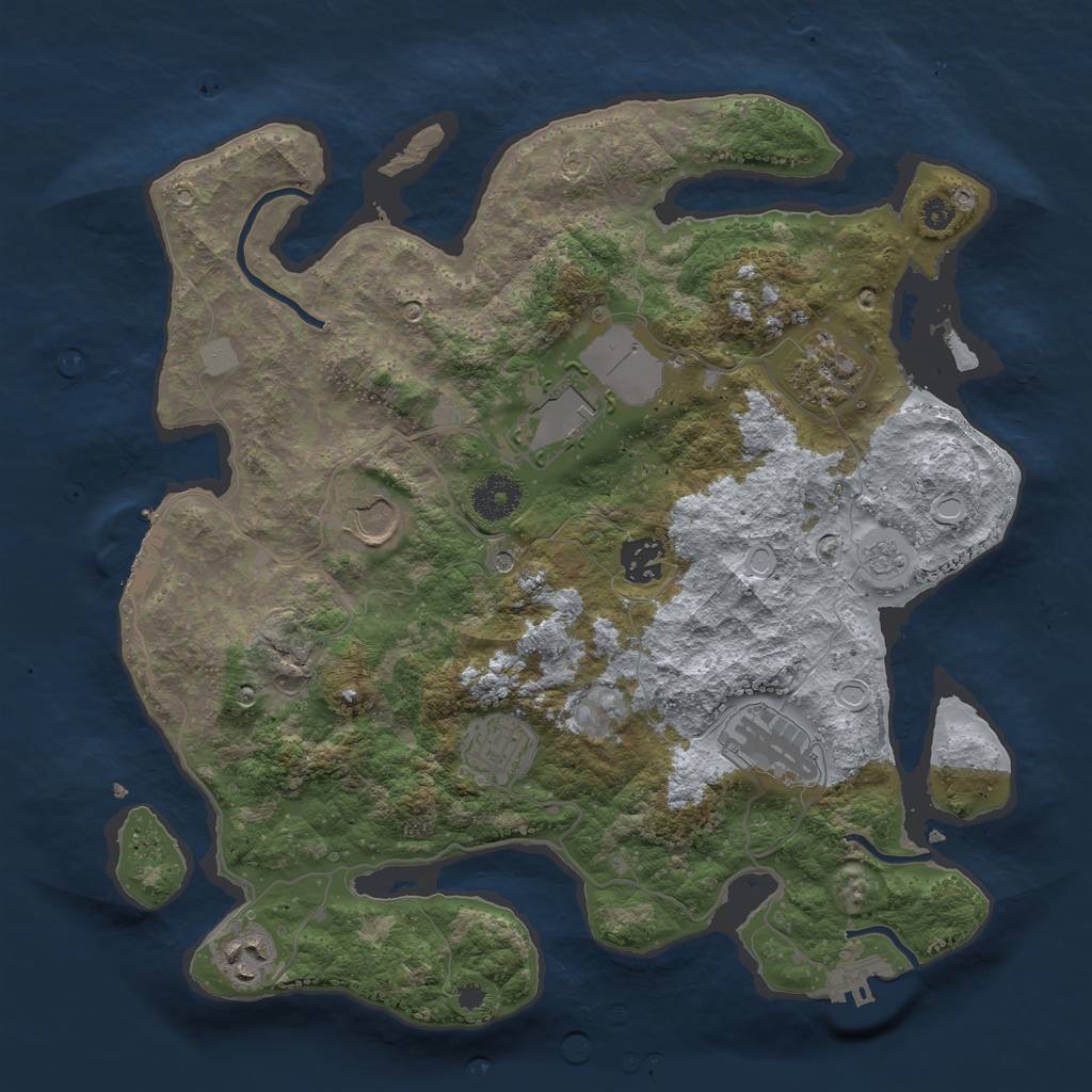 Rust Map: Procedural Map, Size: 3500, Seed: 831296842, 14 Monuments
