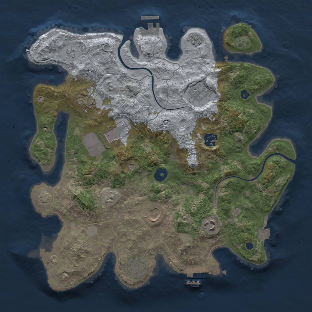 Rust Map: Procedural Map, Size: 3500, Seed: 387819119, 14 Monuments
