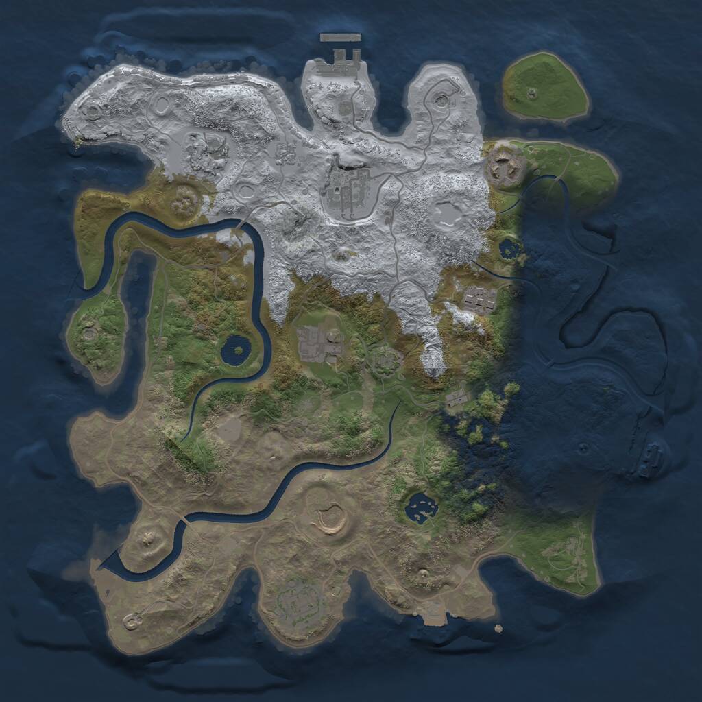 Rust Map: Procedural Map, Size: 3500, Seed: 387819119, 14 Monuments