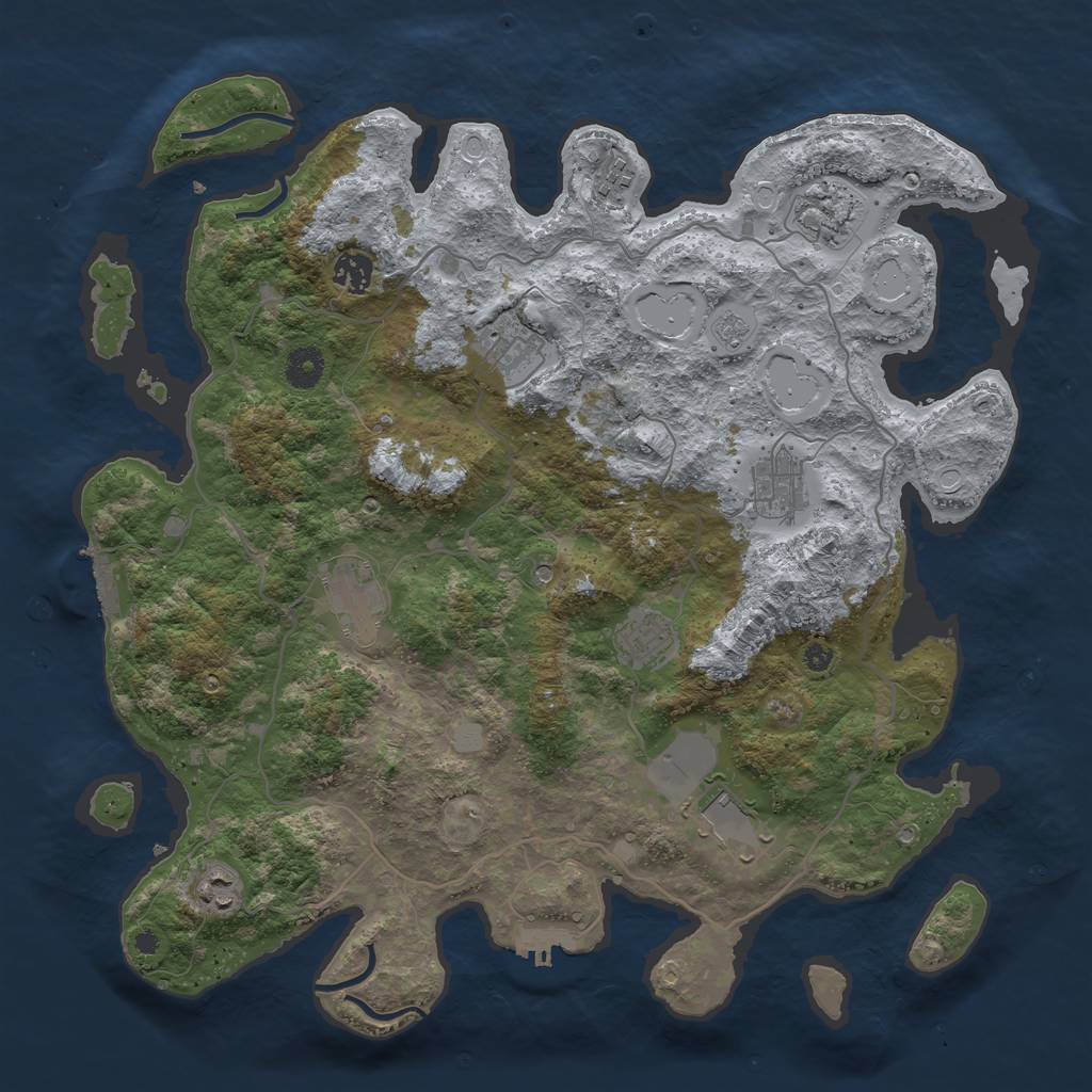 Rust Map: Procedural Map, Size: 4000, Seed: 1290568944, 16 Monuments