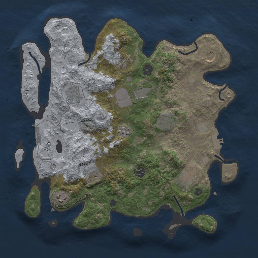 Rust Map: Procedural Map, Size: 3500, Seed: 1540089805, 17 Monuments